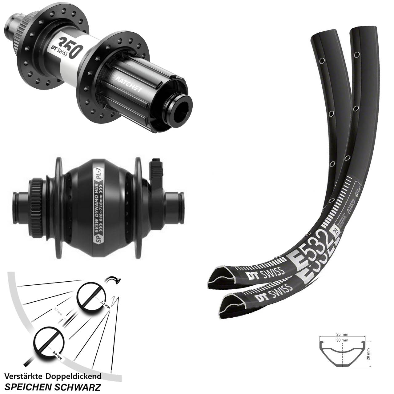 27,5 Zoll DT Swiss E532 SP PL-7 350 HG Centerlock Laufradsatz 12x100/142