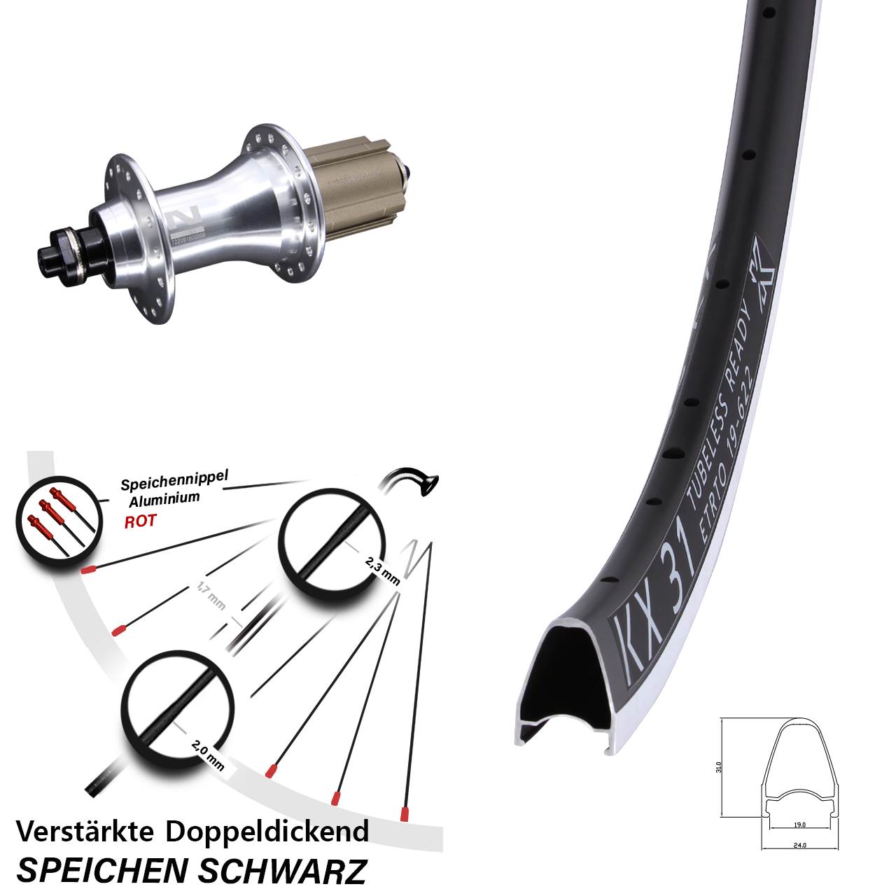 Hinterrad 28 Zoll KX 31 Novatec F162 8-12 fach Campa QR