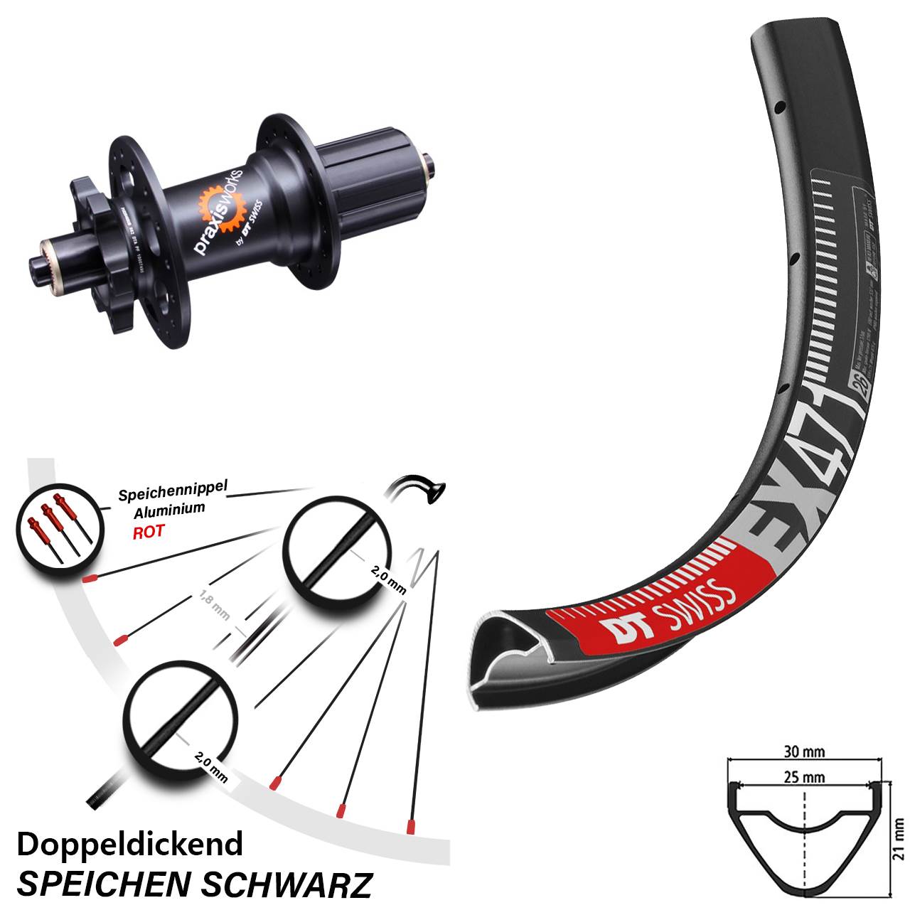 Hinterrad 29 Zoll DT Swiss EX 471-350 6-Loch 8-11 fach QR