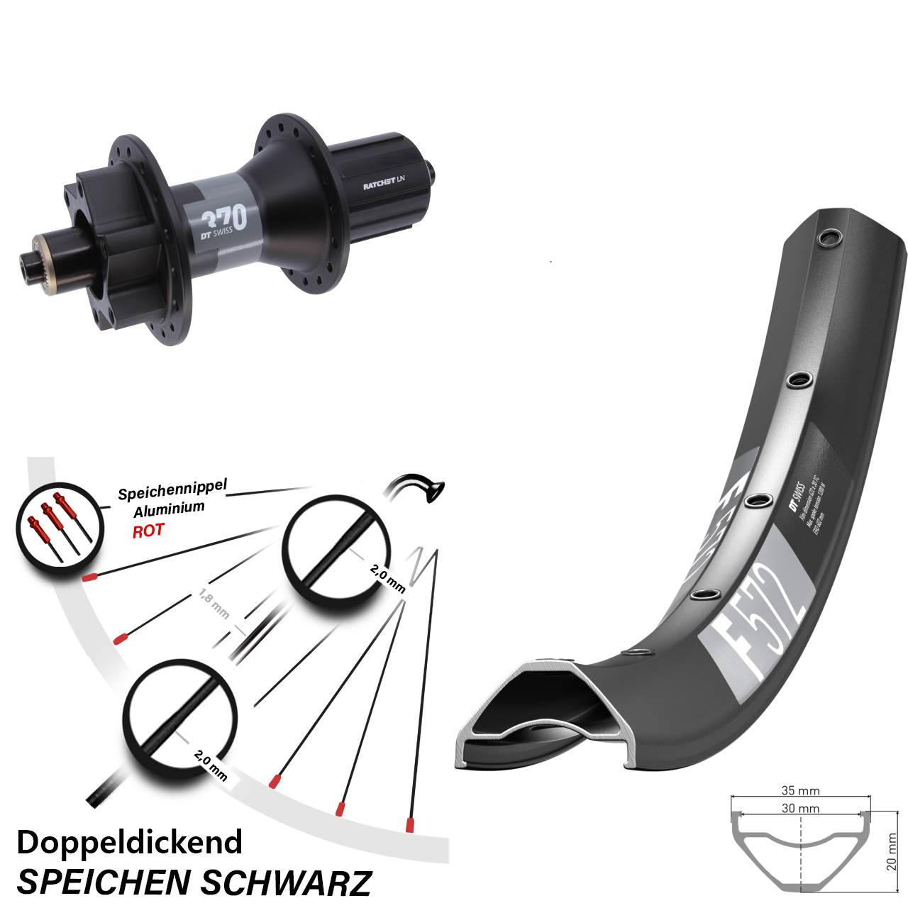 DT Swiss F572 370 29 Zoll Disc Hinterrad QR Boost 8-11 fach HG