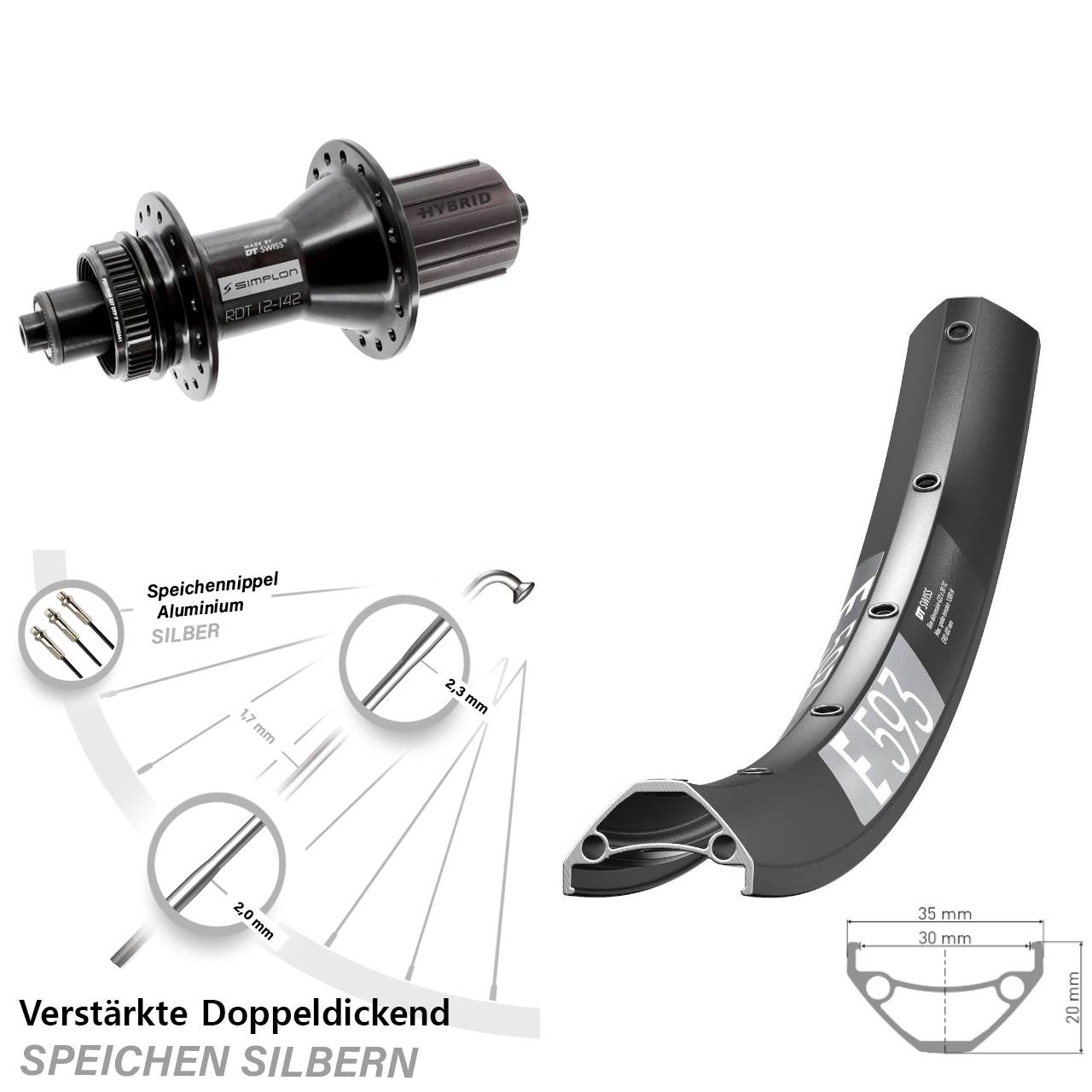 Disc Hinterrad QR 29 Zoll DT Swiss E 593-370 Hybrid 8-11 fach HG