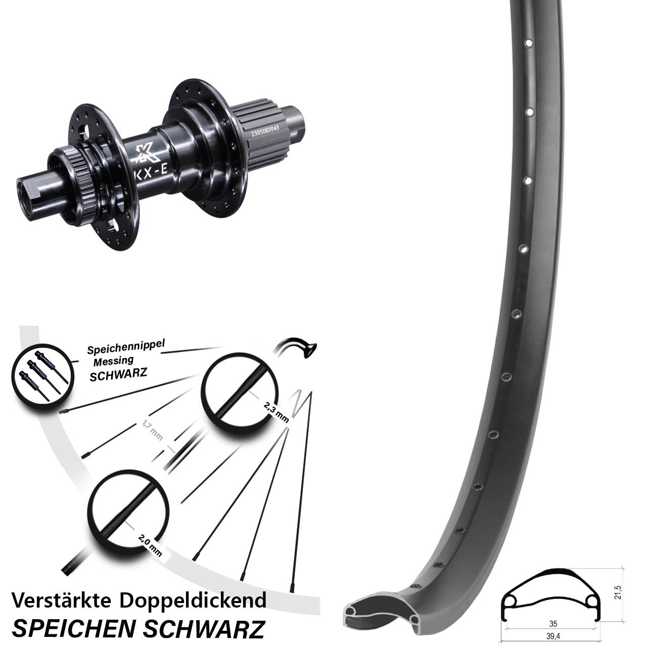 Ambrosio E35 KX-E 27,5 Zoll Disc Laufrad 12x142 Micro Spline