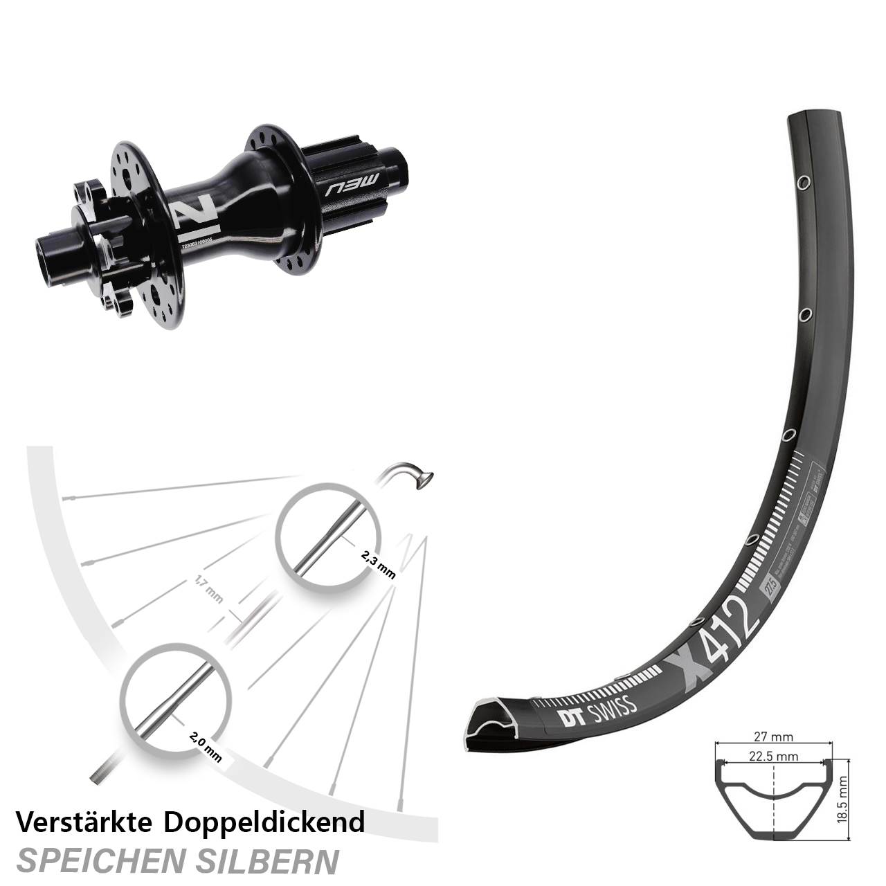 6-Loch Hinterrad 12x142 29 Zoll DT Swiss X 412 Novatec D792 Campagnolo N3W