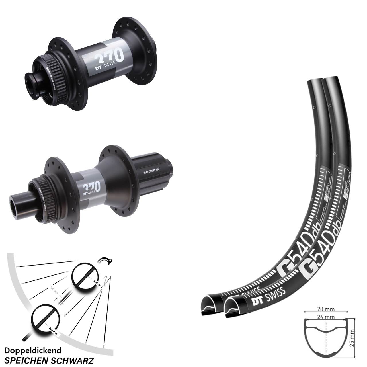 Disc Laufrad-Satz 29 Zoll DT Swiss G540 370 11-12 fach 12x100/142