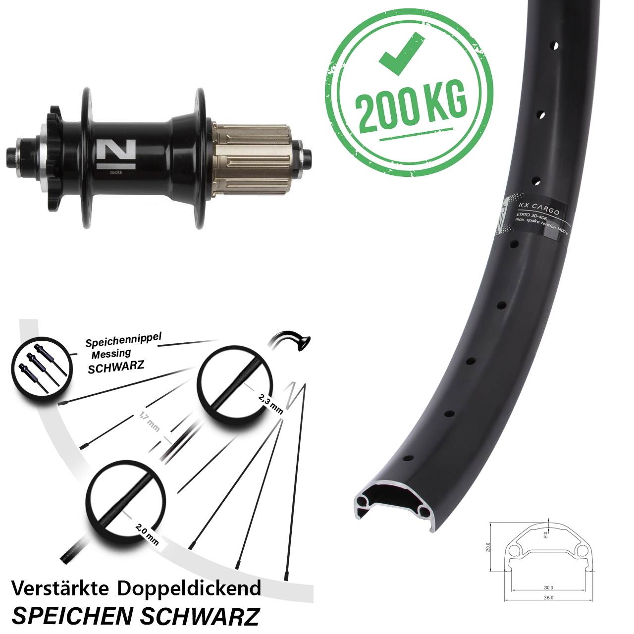 Disc 29 Zoll Laufrad KX Cargo Novatec D-042 SB 8-11 fach QR