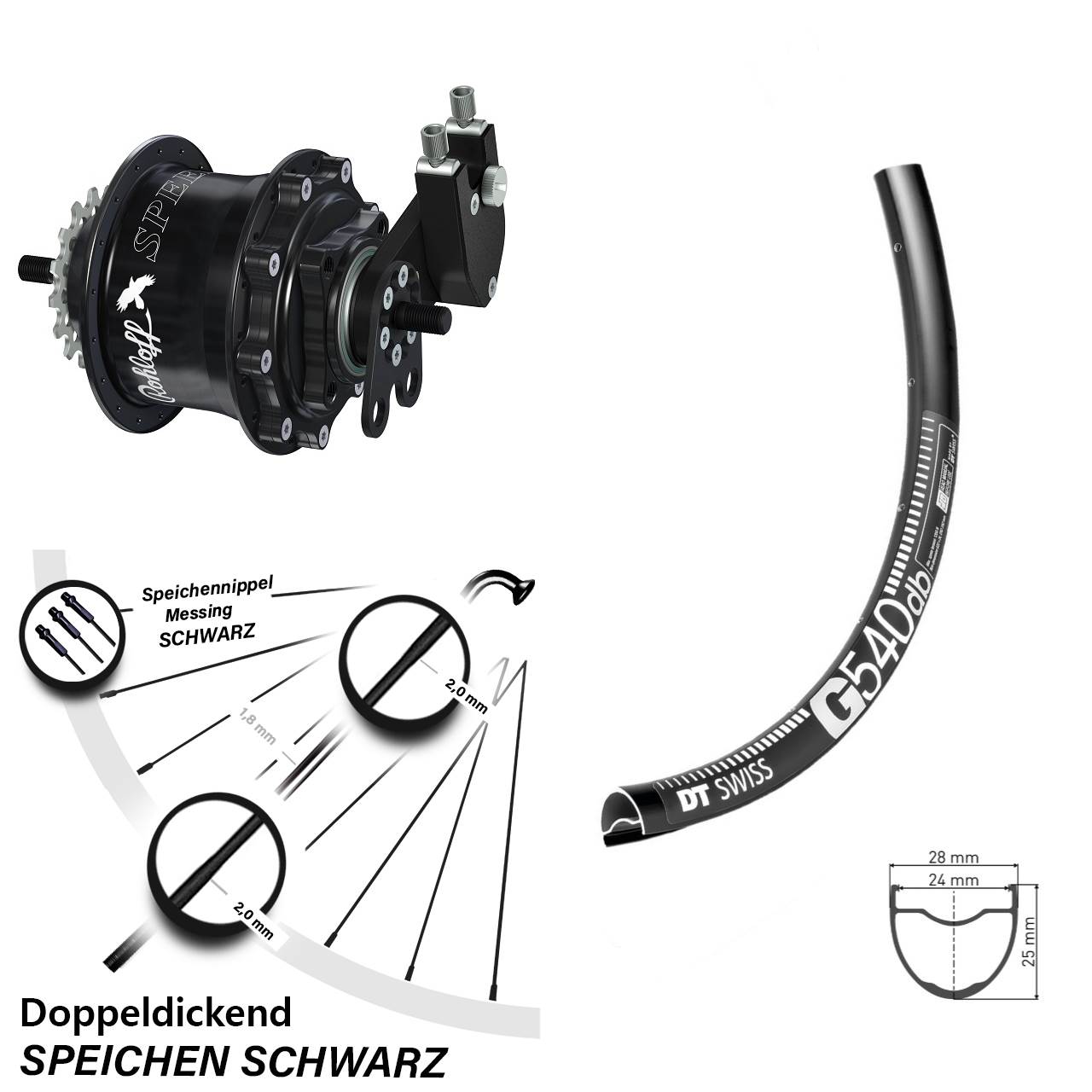 Disc Hinterrrad 29 Zoll DT Swiss G 540 Rohloff Speedhub 500/14 TS DB Tandem