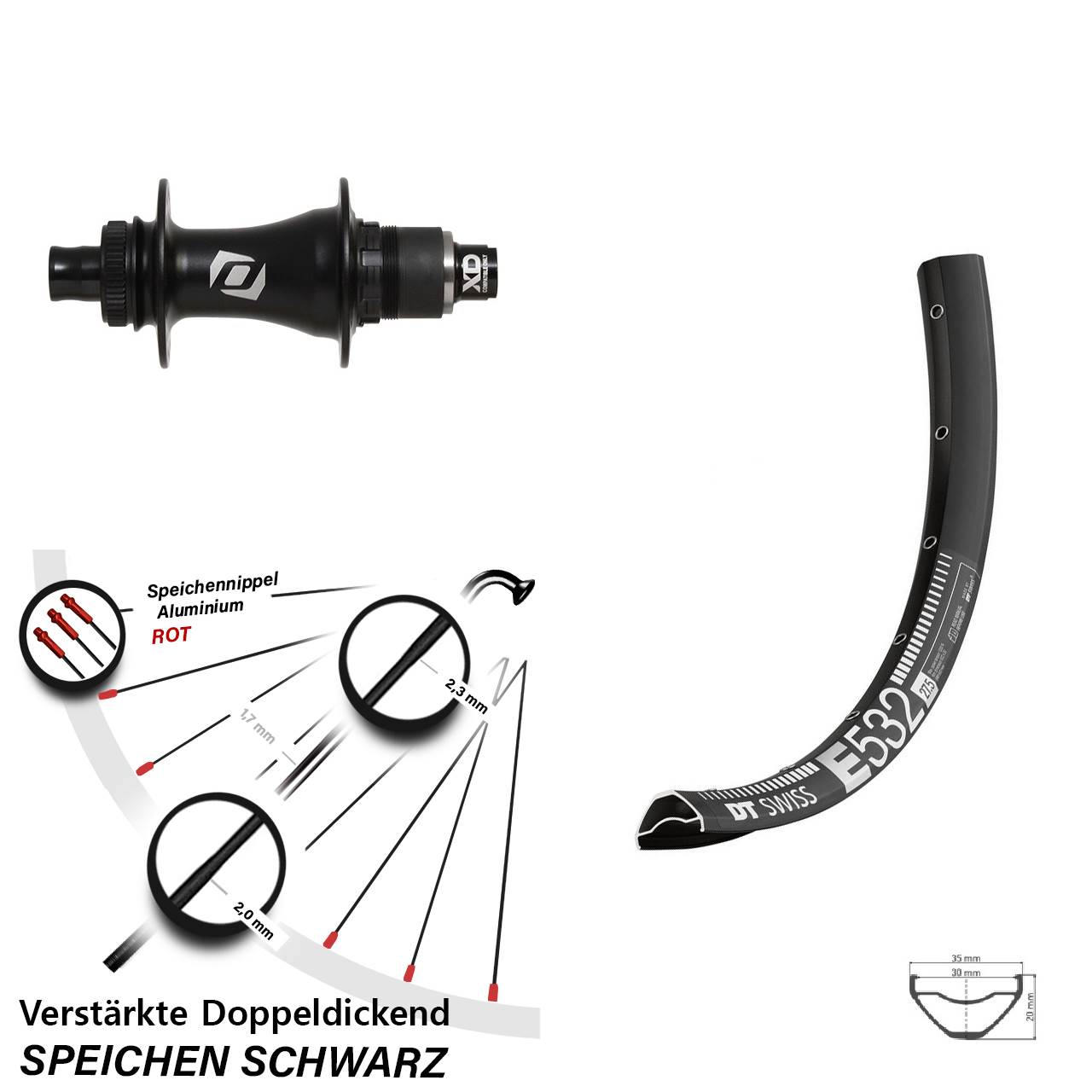DT Swiss E 532 Syncros SRAM XD Boost 29 Zoll Hinterrad Centerlock 12x148