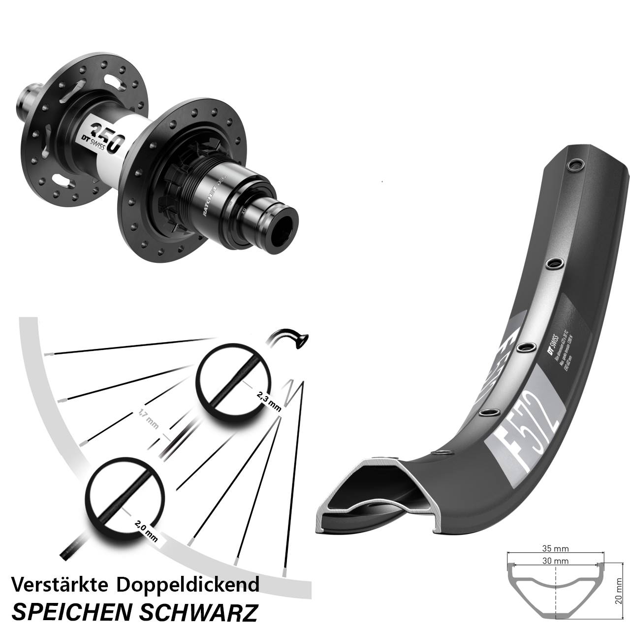 Hinterrad Centerlock 29 Zoll DT Swiss F572-350 DEG72 SRAM XD 12x148