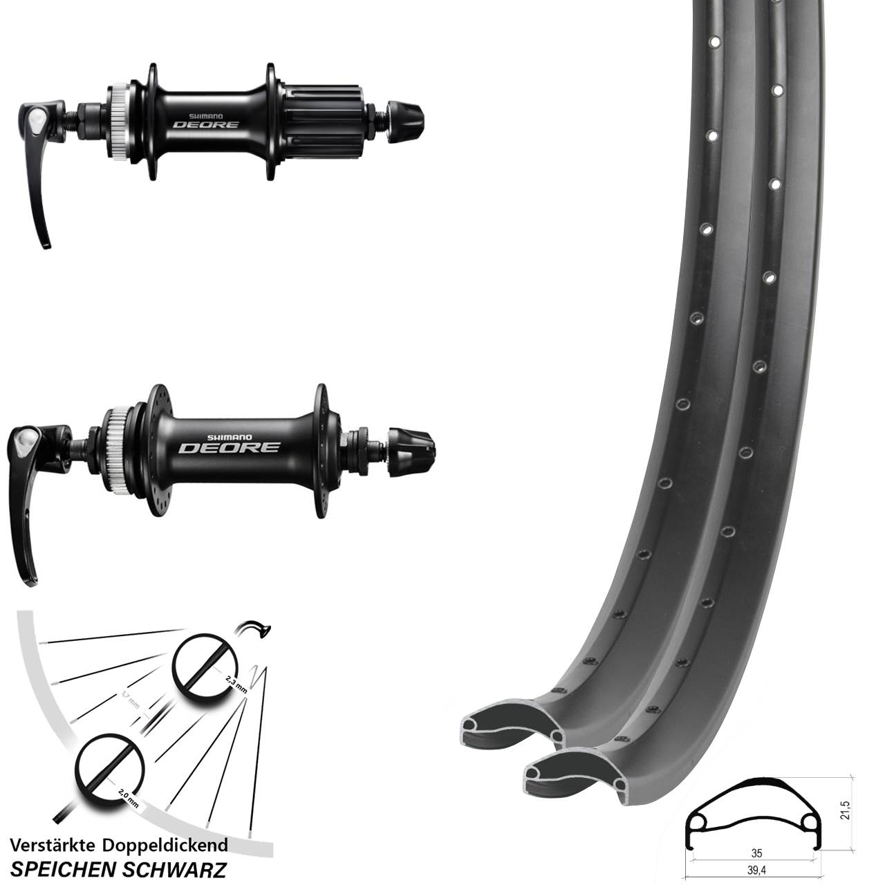 Disc Laufradsatz 29 Zoll Ambrosio E35 Shimano FH-M6000 Shimano HB-M6000 8-11 fach HG QR