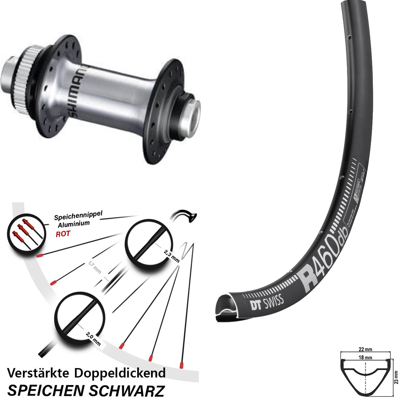 Vorderrad 12x100 28 Zoll DT Swiss R 460 Disc Shimano HB-RS770