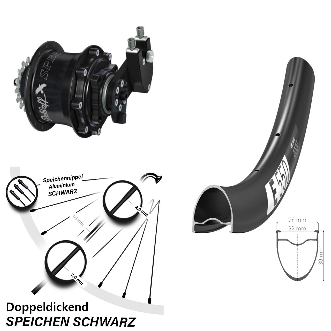 DT Swiss E550 Rohloff Speedhub CC DB OEM Tandem 28 Zoll Disc Hinterrrad