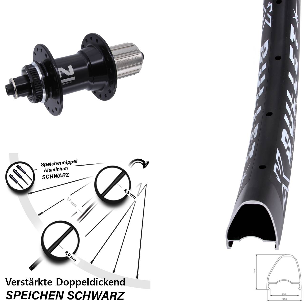 Hinterrad Centerlock 28 Zoll KX Bullet OS Novatec D042SB 8-12 fach für Schnellspanner
