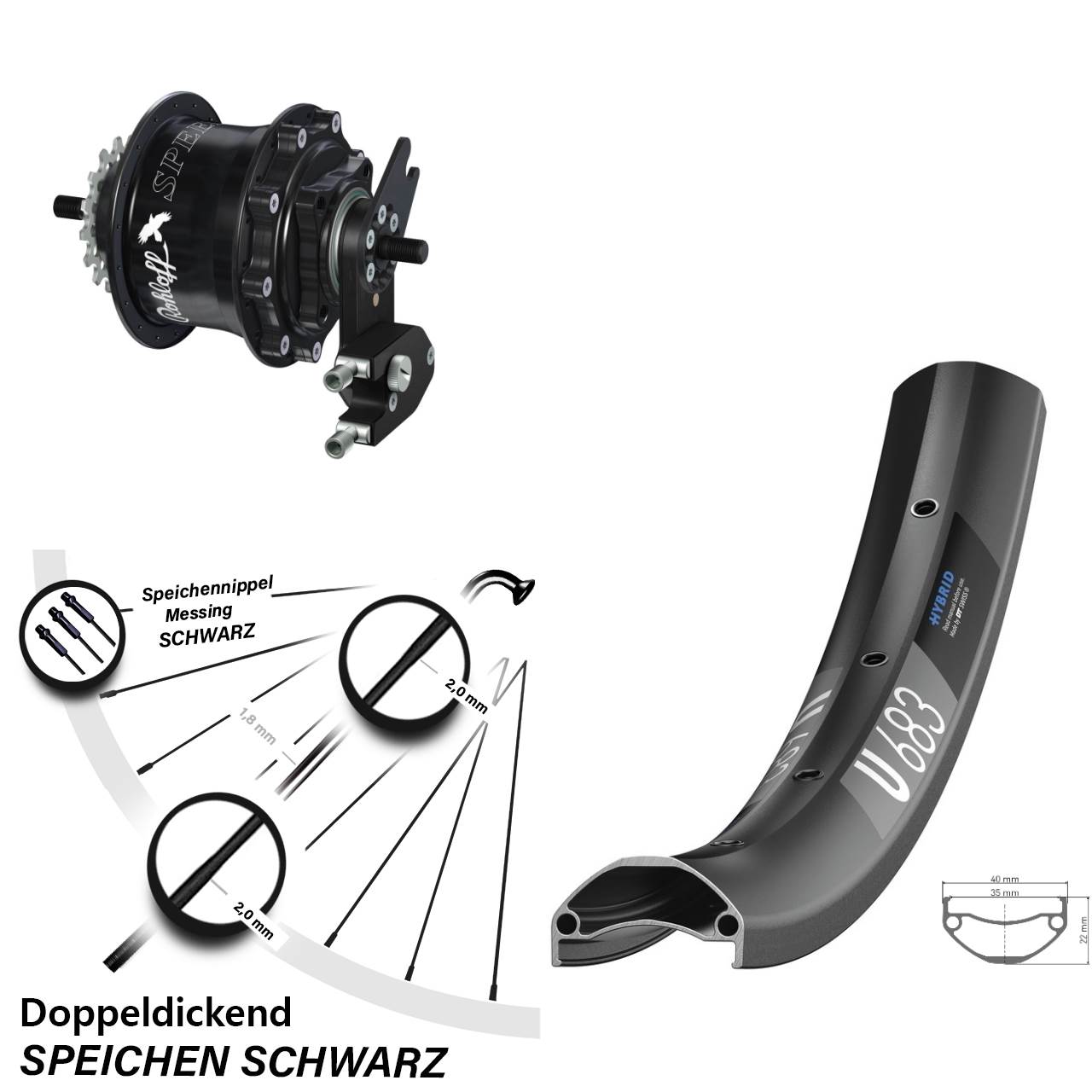 DT Swiss U 683 Rohloff TS DB OEM2 Tandem 27,5 Zoll Disc Hinterrrad