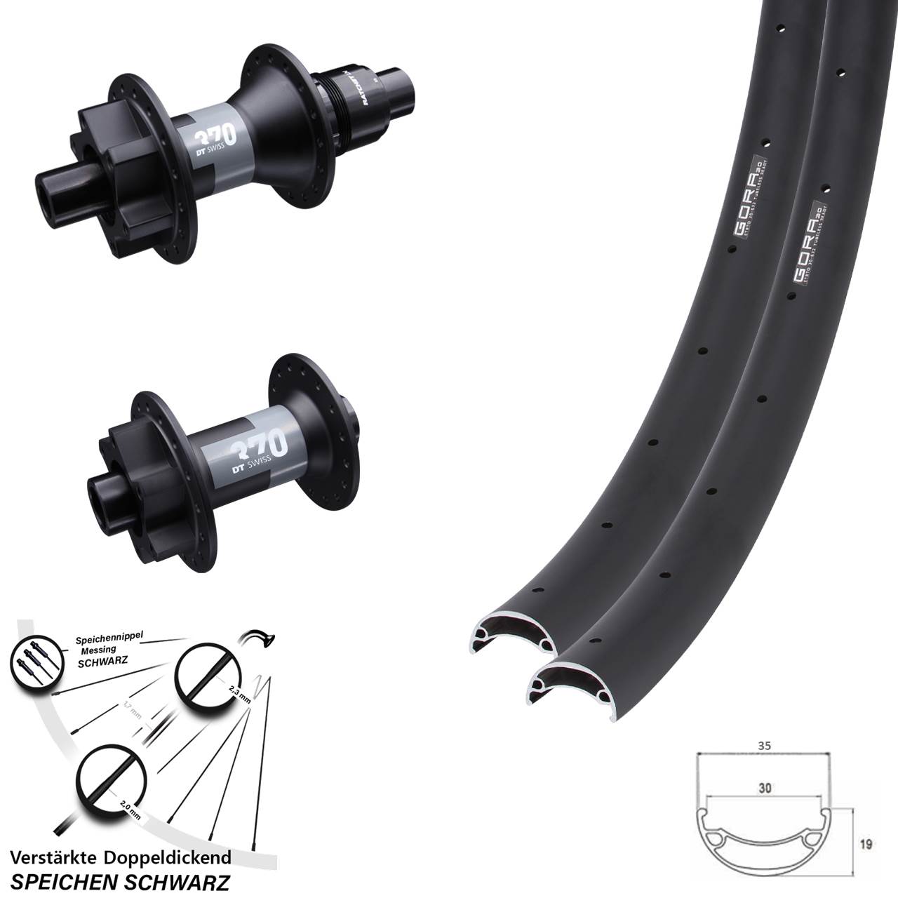 Gora 30 DT Swiss 370 29 Zoll 6-Loch Laufradsatz 15x100 12x142 SRAM XD