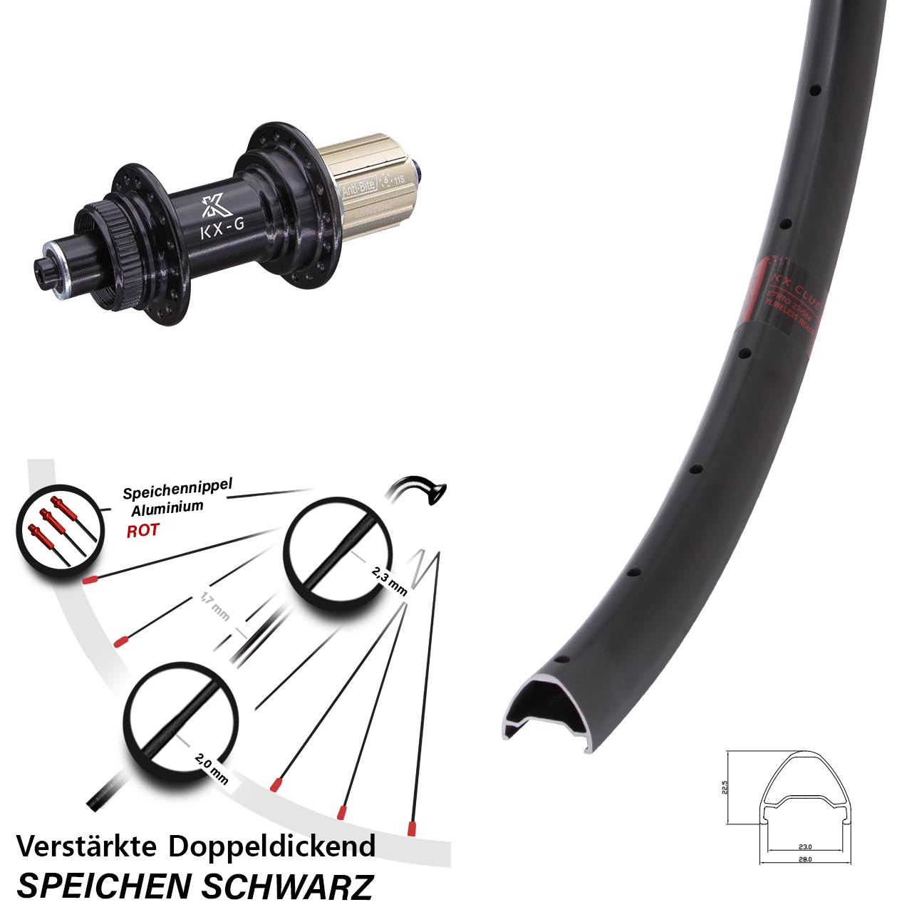 Disc Hinterrad für Schnellspanner 28 Zoll KX-G Clue 8-12 fach