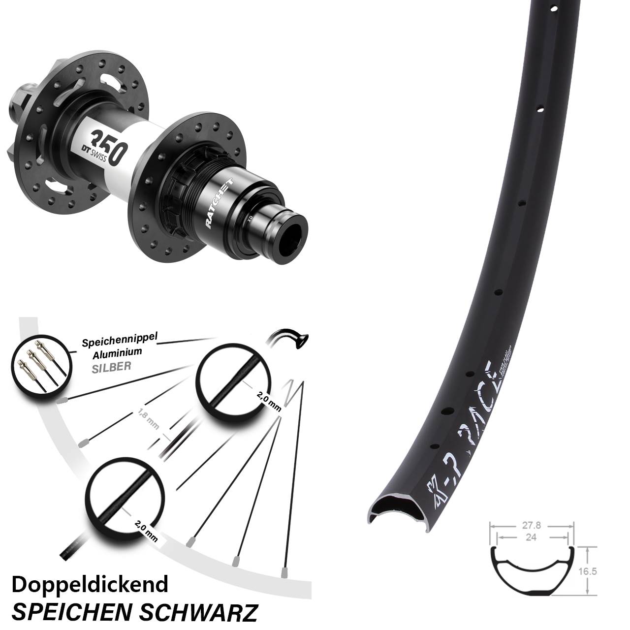 DT Swiss 350 Boos 6-Loch Sram XD KX-R Race Hinteres Rad 29 Zoll 12x148 mm