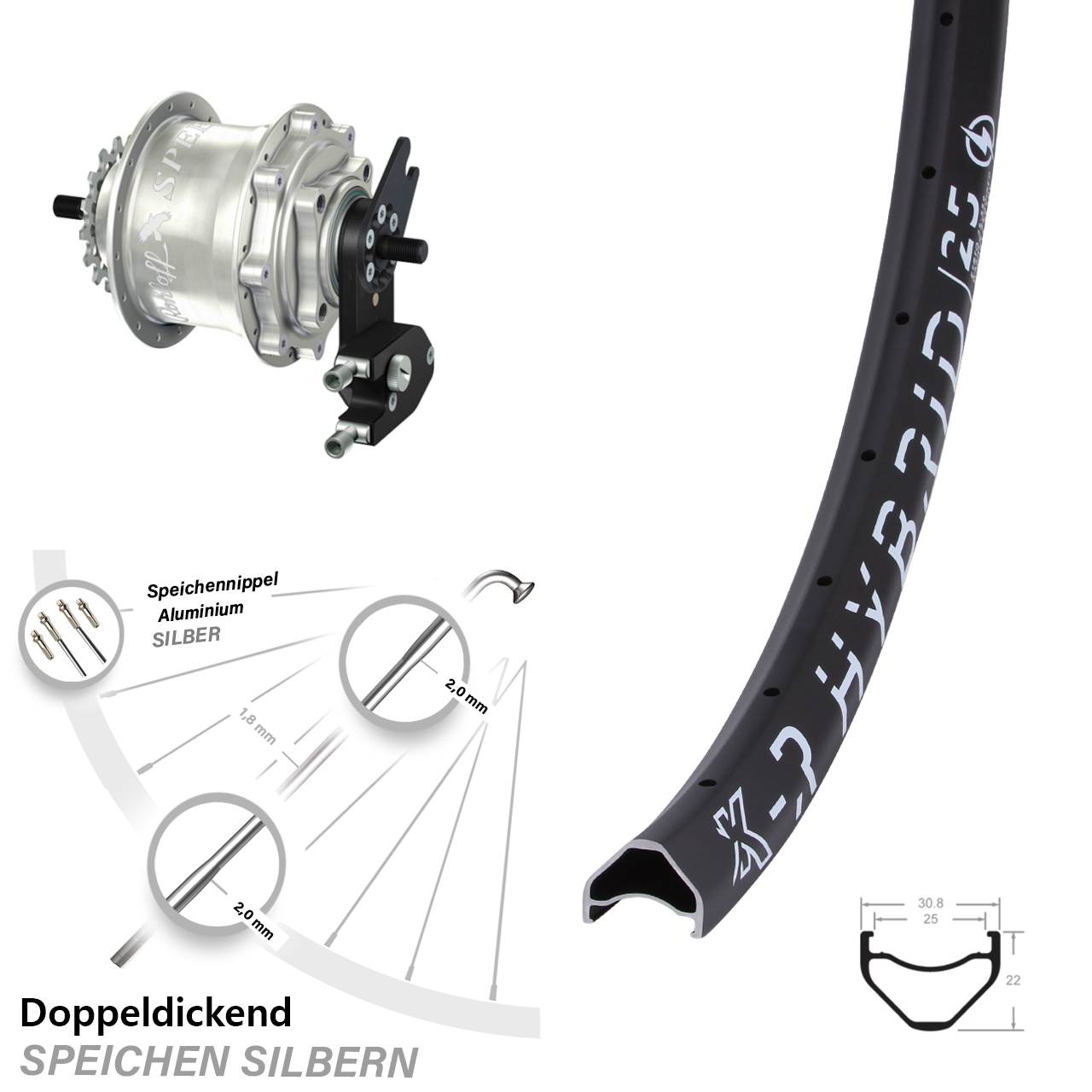 Disc Hinterrrad 27,5 Zoll KX-R Hybrid 25 Rohloff Speedhub TS DB OEM2