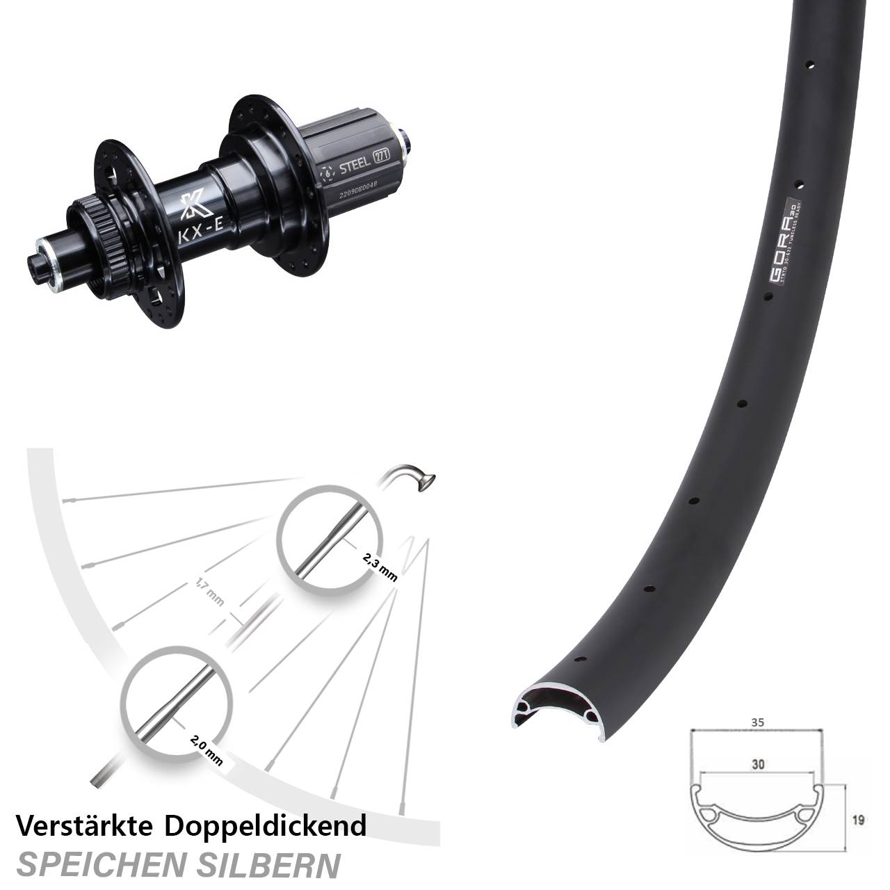 Disc Laufrad 29 Zoll Gora 30 KX-E 8-12 fach QR