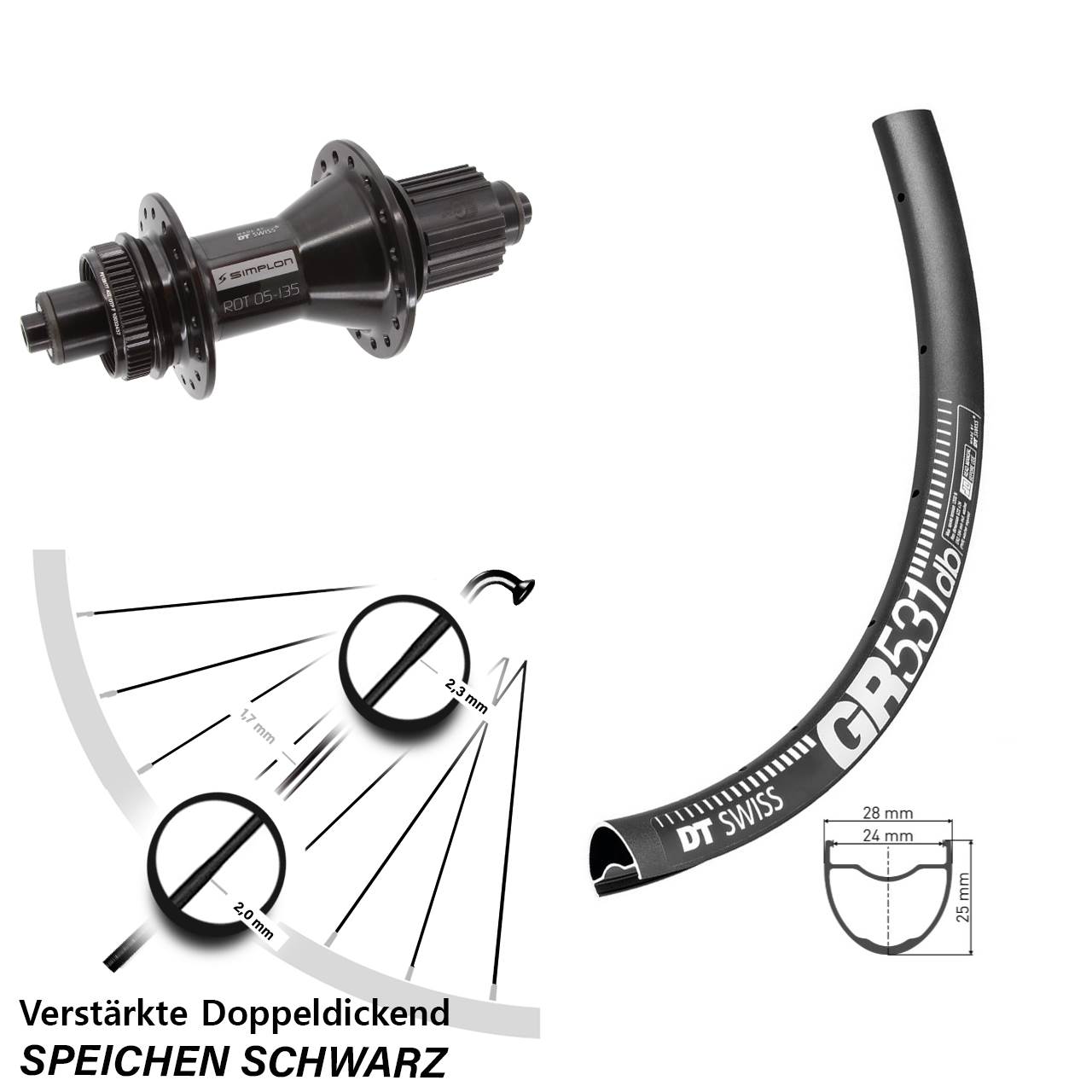 Disc Laufrad 27,5 Zoll DT Swiss GR 531-370 Hybrid Micro Spline QR