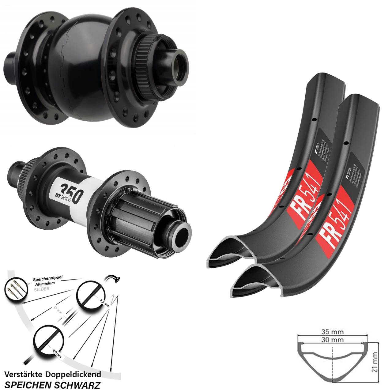 Laufradsatz Centerlock 27,5 Zoll DT Swiss FR541 350 SON 28 8-11 fach HG Boost