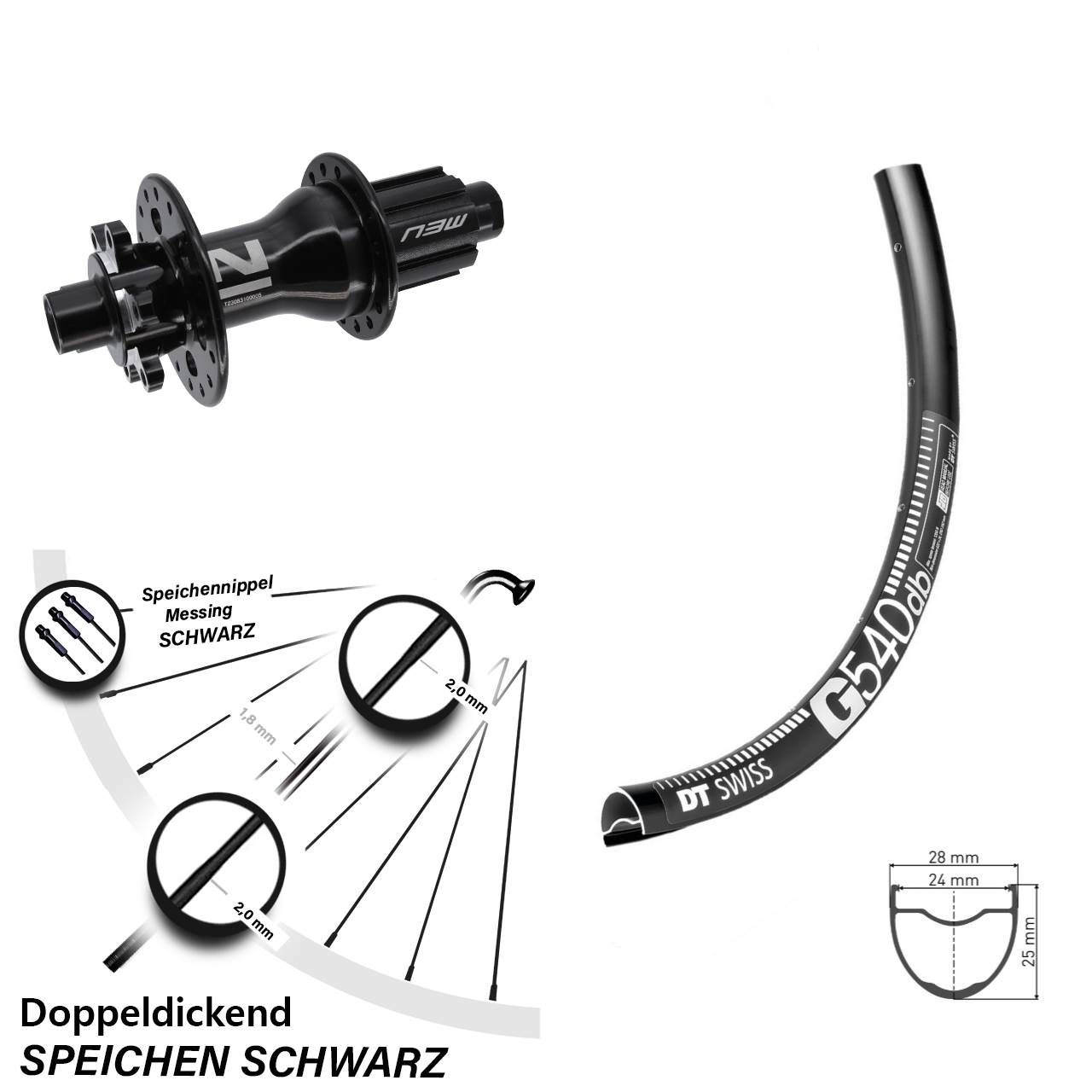 29 Zoll DT Swiss G540 Novatec Superlight 6-Loch Hinterrad 12x142 Campa N3W