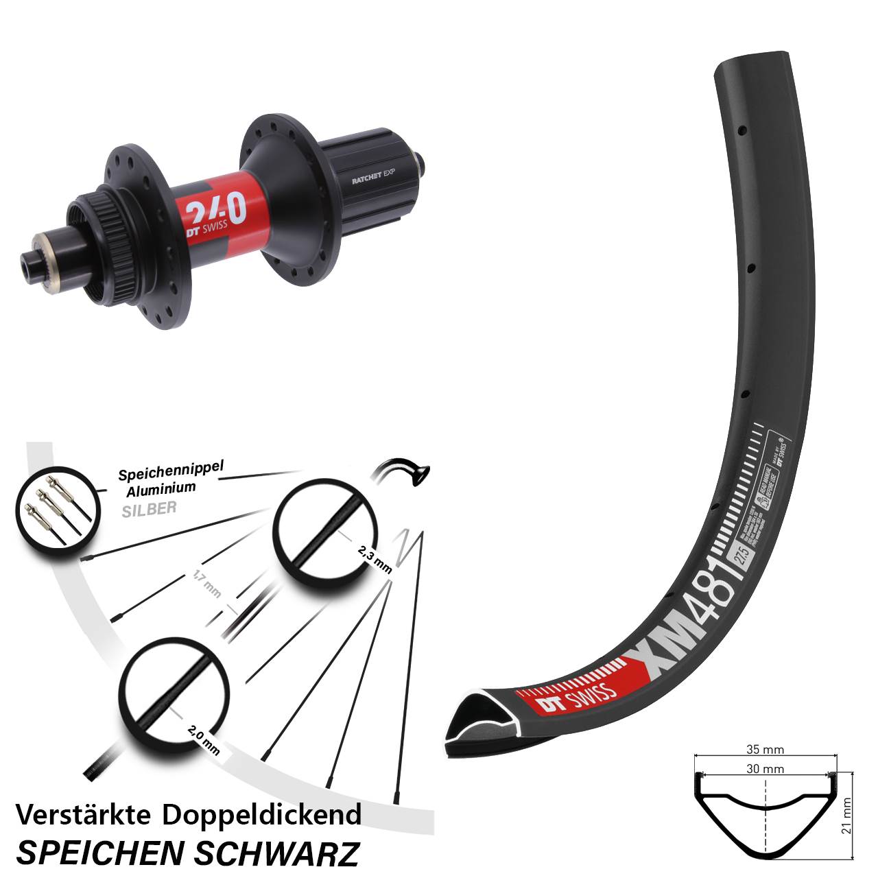 Centerlock Hinterrad QR 29 Zoll DT Swiss XM481 240 11-12 fach HG