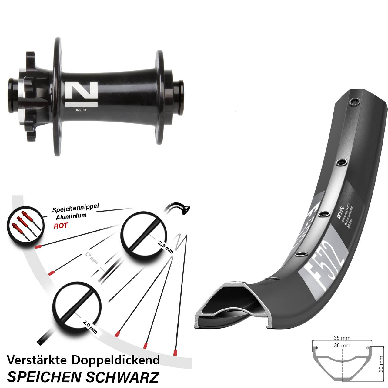 6-Loch Vorderrad 650B DT Swiss F 572 Novatec D791 15x100