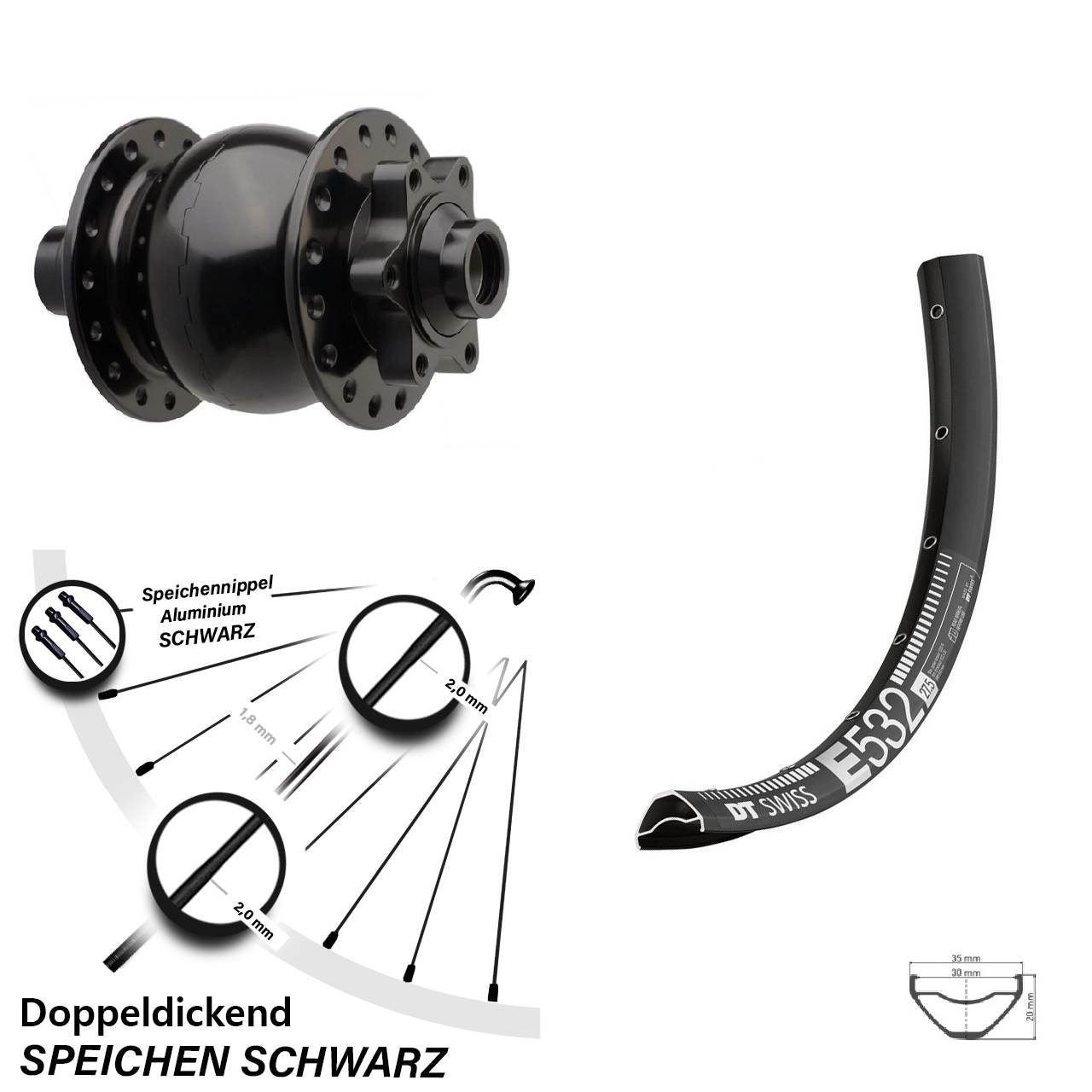 Boost Disc Nabendynamolaufrad 15x110 29 Zoll DT Swiss E532 SON 28
