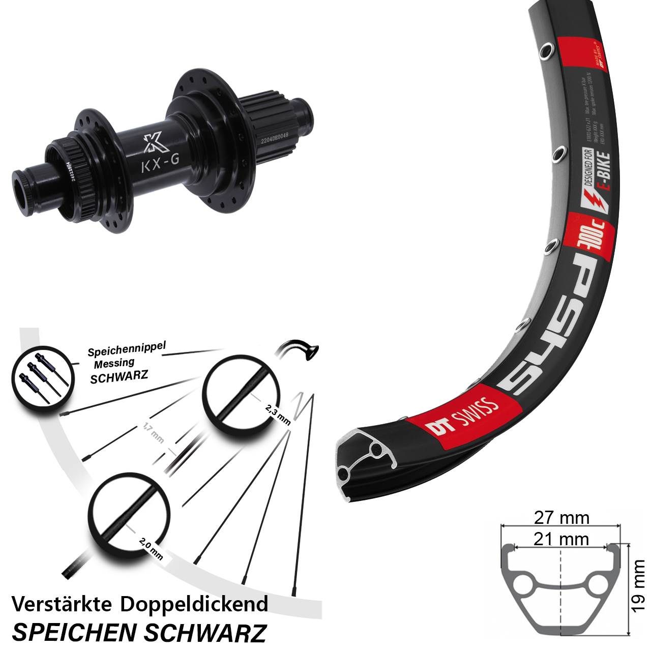 DT Swiss 545d KX-GS verstärkt 28-29 Zoll Centerlock Hinterrad 12x142 Shimano Micro Spline