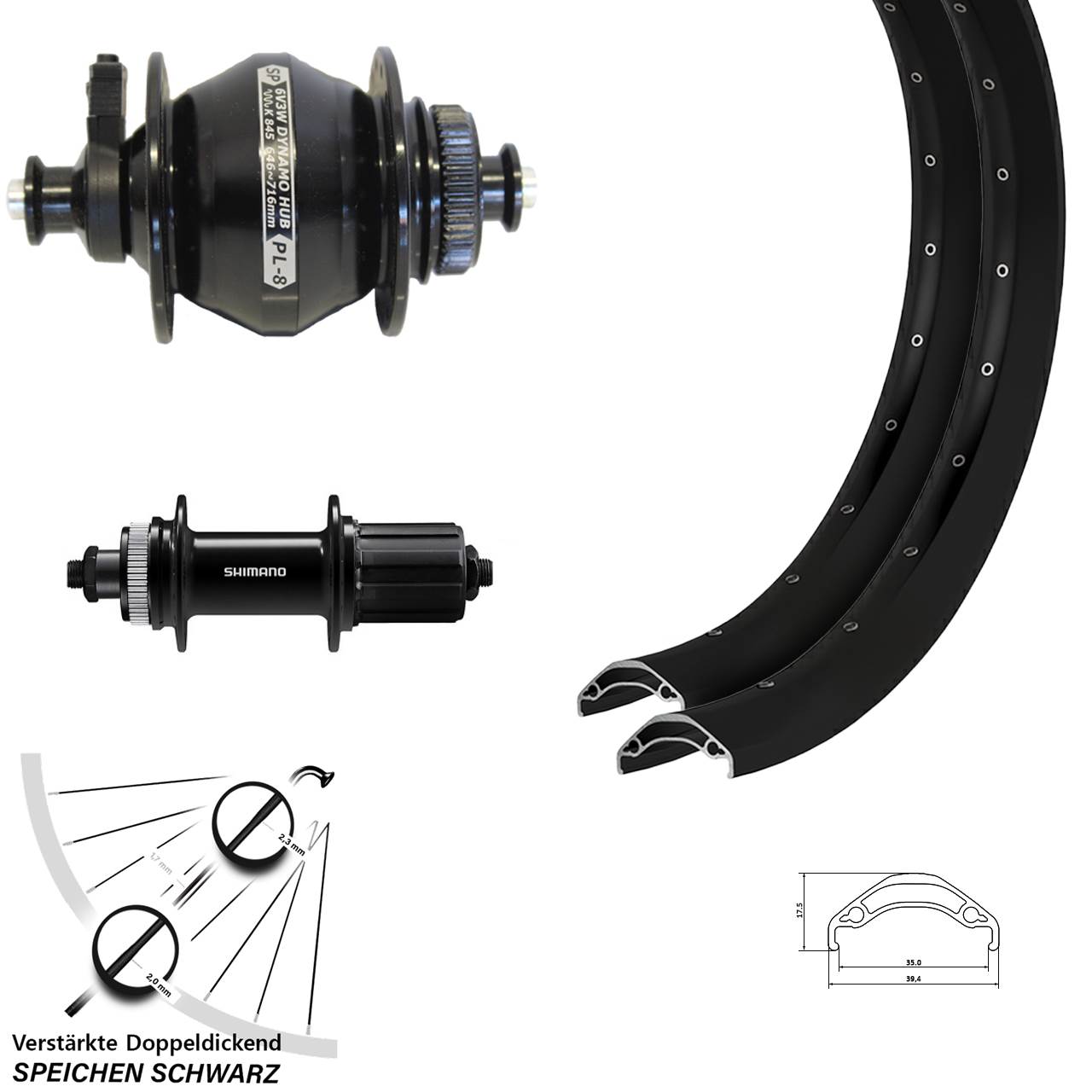 29 Zoll Ryde Disc 35 Shimano FH-QC400 Shutter PL-8 Laufradsatz QR 8-11 fach HG