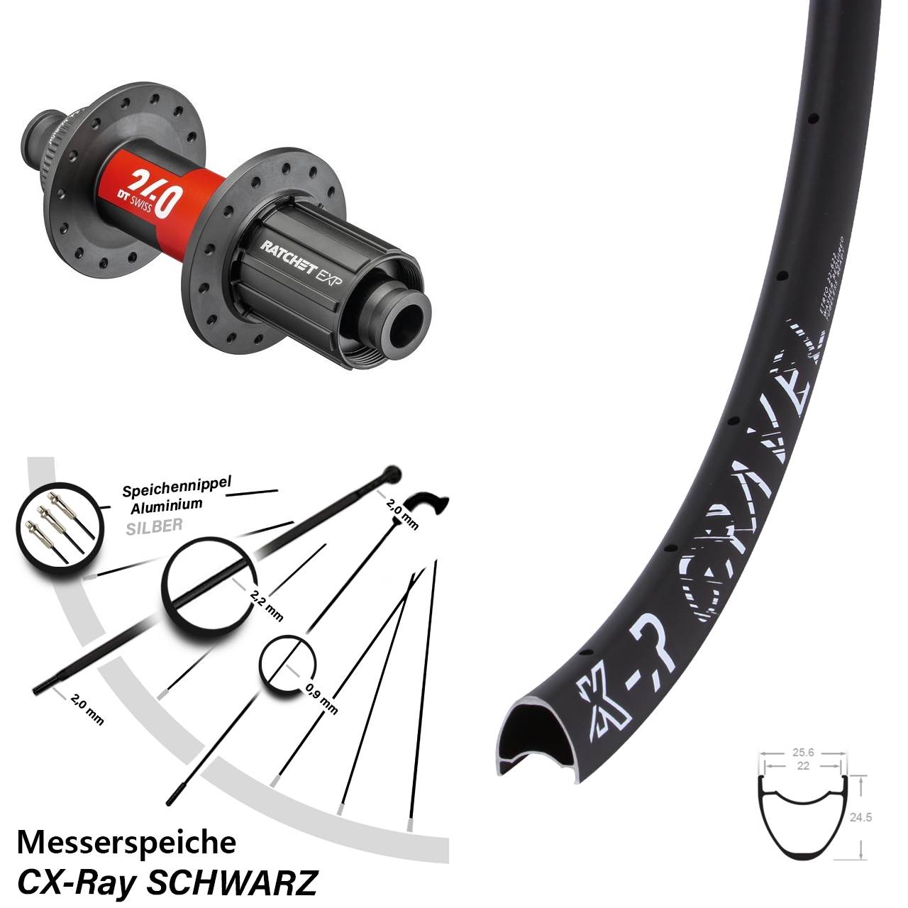 12x142 28-29 Zoll KX-R Gravel DT Swiss 240 EXP Road 8-12 fach CX-Ray Hinterrad