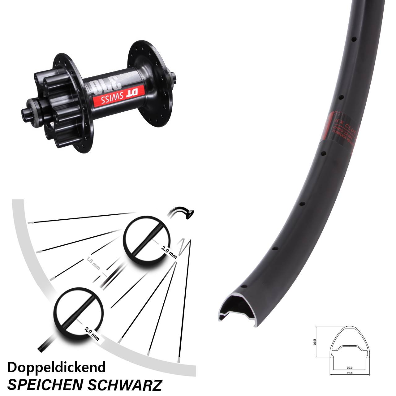 28 Zoll KX Clue DT Swiss 370 Disc Laufrad QR