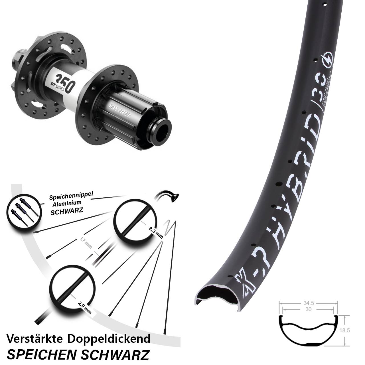 Boost Hinterrad 6-Loch 12x148 29 Zoll KX-R Hybrid 30 DT Swiss 350 8-11 fach