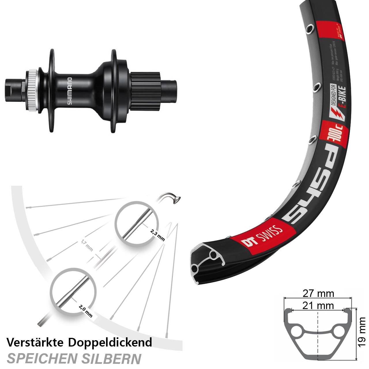 DT Swiss 545 Shimano FH-MT510 28 Zoll Disc Hinterrad 12x142 Micro Spline