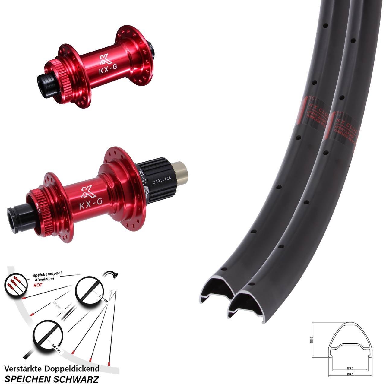 Disc 650B Laufradsatz KX-G Clue rot Shimano Micro Spline 12x100/142