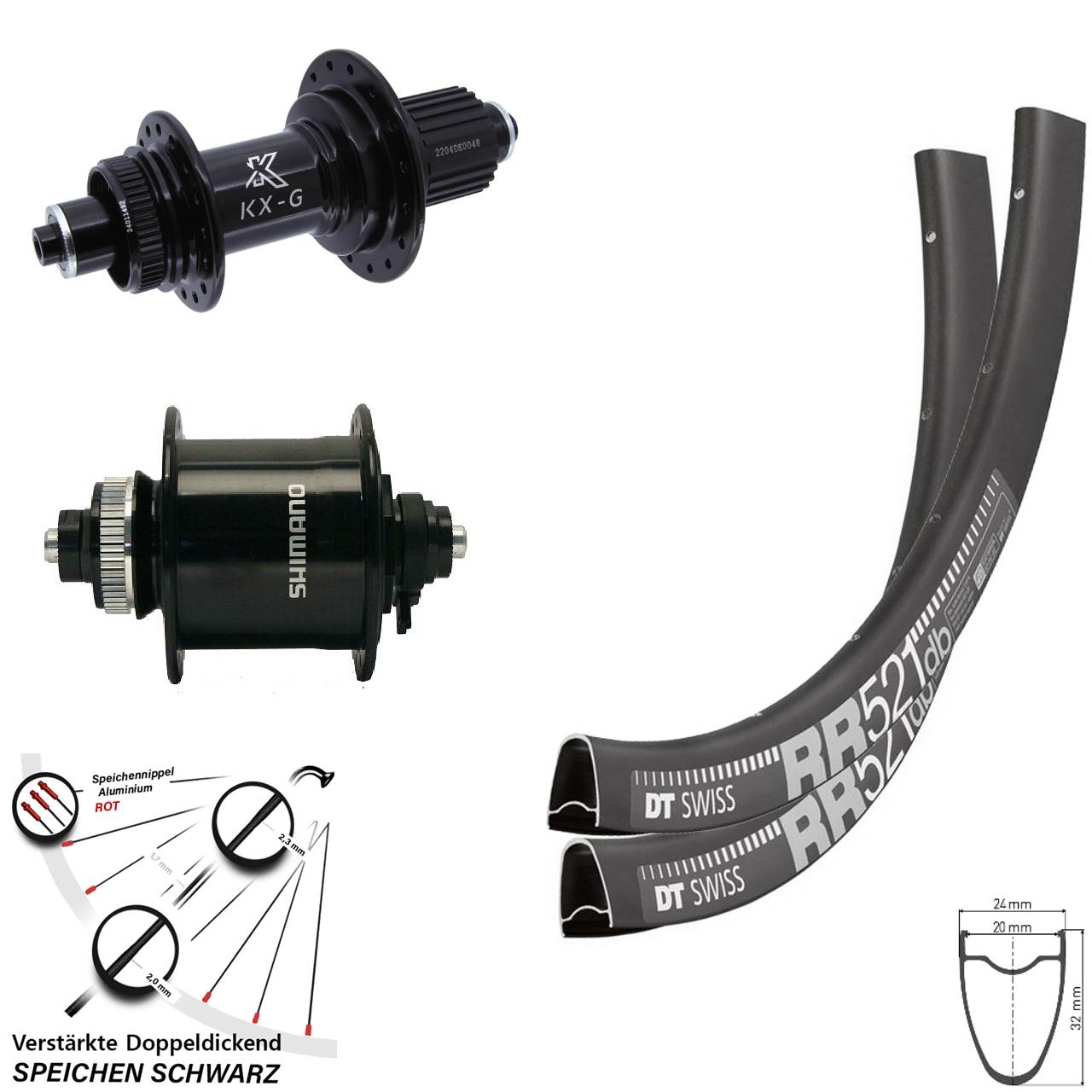 DT Swiss RR521 KX-GS HD DH-UR700-3D 28 Zoll Centerlock Laufradsatz QR Micro Spline