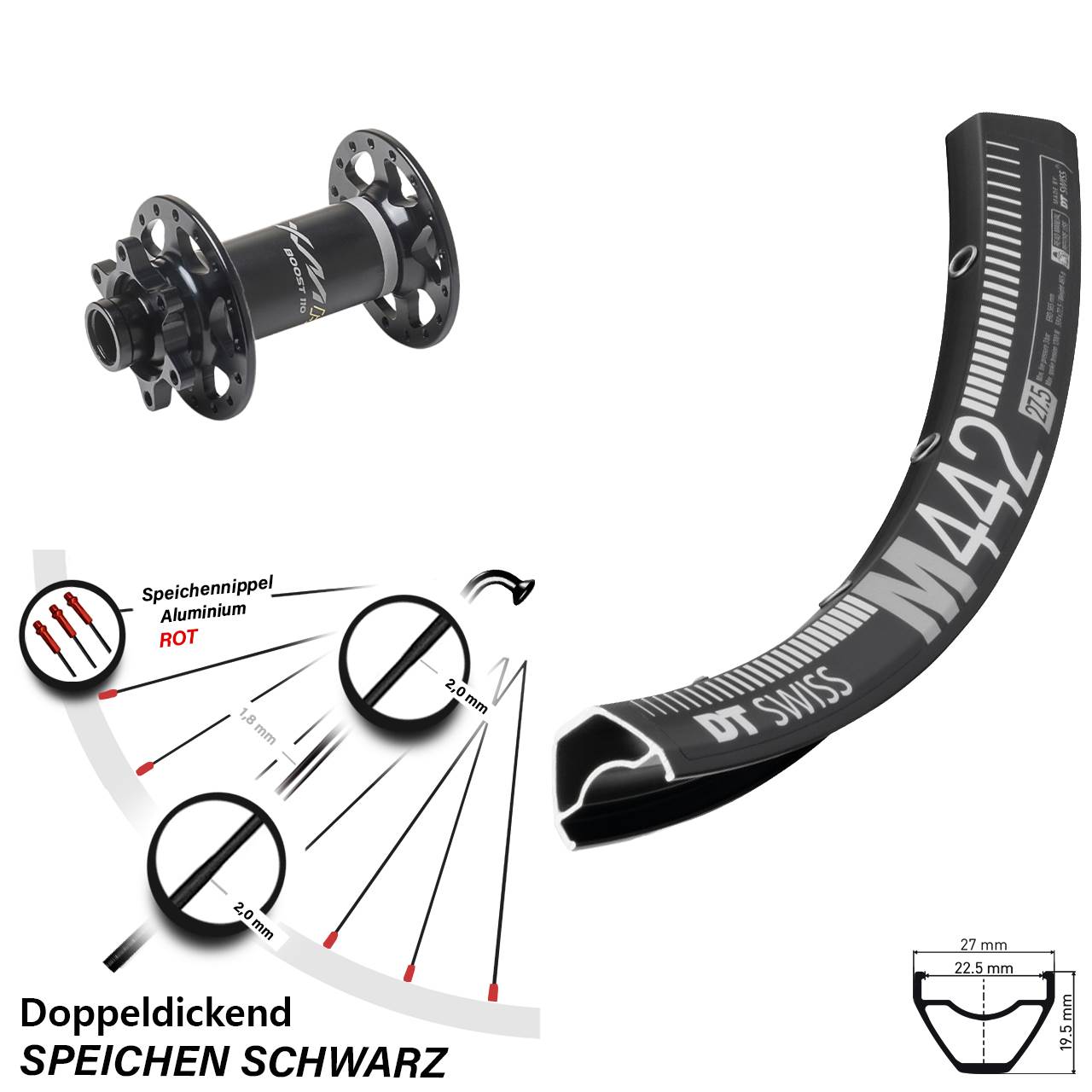 Disc Vorderrad 28 Zoll DT Swiss M 442 Miche XMH 550 15x110 Boost