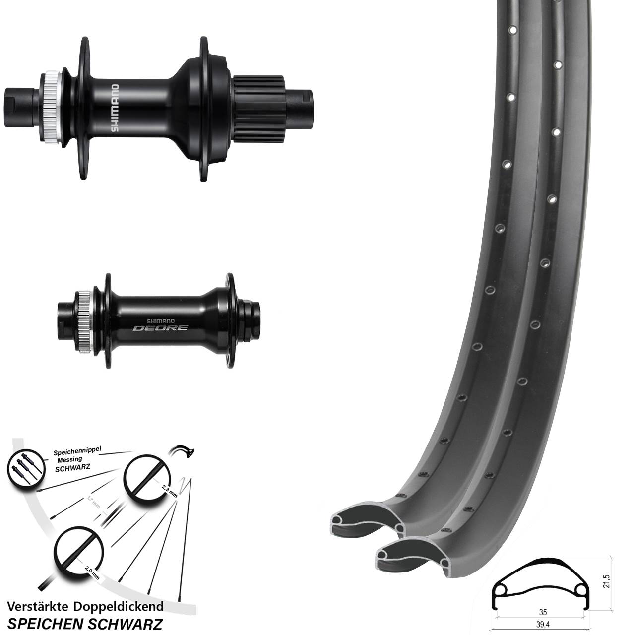 Disc Laufradsatz 27,5 Zoll Ambrosio E35 Shimano FH-MT510B HB-M6010-B Micro Spline Boost
