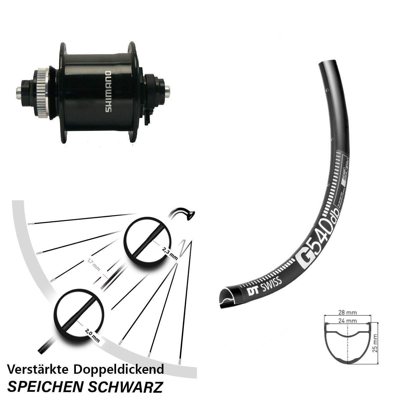 Shimano DH-UR700-3D DT Swiss G 540 Laufrad 27,5 Zoll