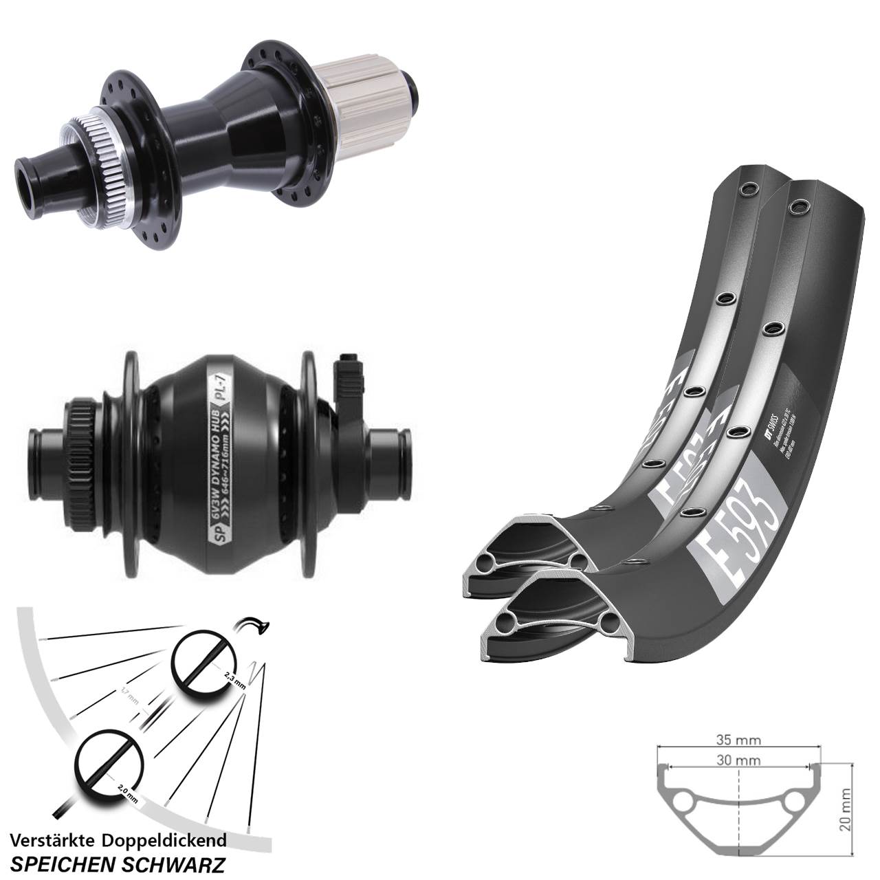 27,5 Zoll DT Swiss E593 Novatec CL142 SP PL-7 Laufradsatz Disc 12x100/142 8-12 fach
