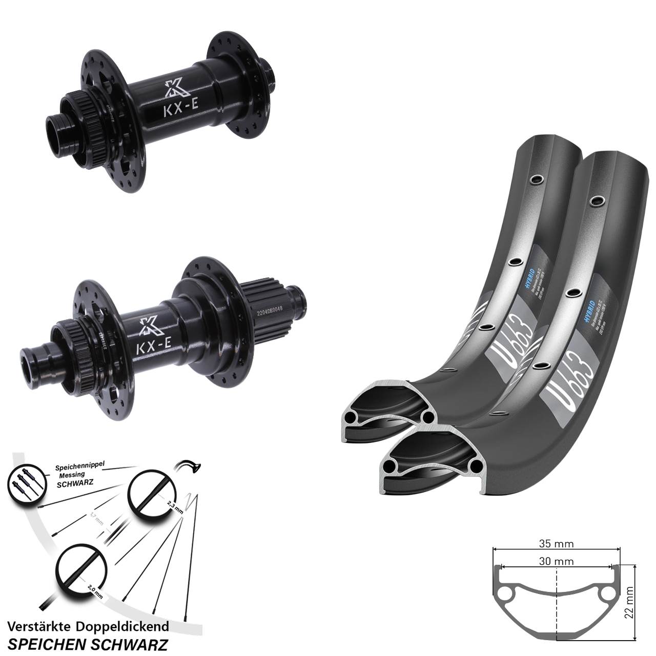 DT Swiss U663 KX-E 20/29 Zoll Disc Laufrad-Satz 15x110 12x148 Micro Spline