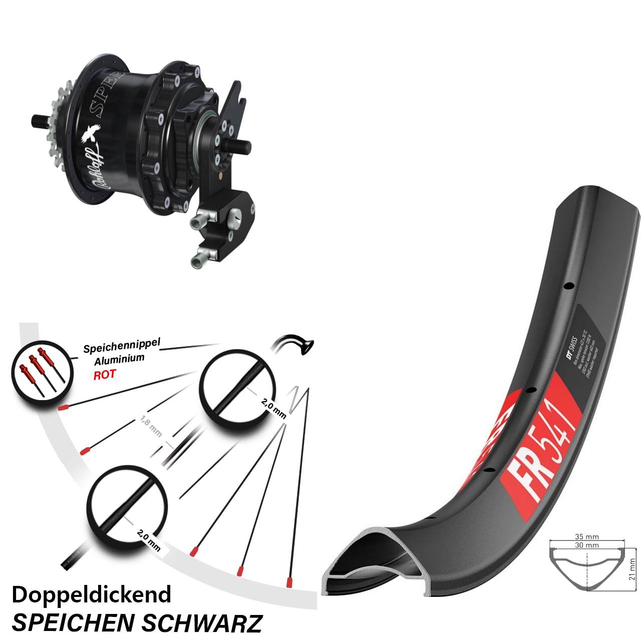 Disc Hinterrrad 29 Zoll DT Swiss FR541 Rohloff Speedhub TS DB OEM2 Tandem