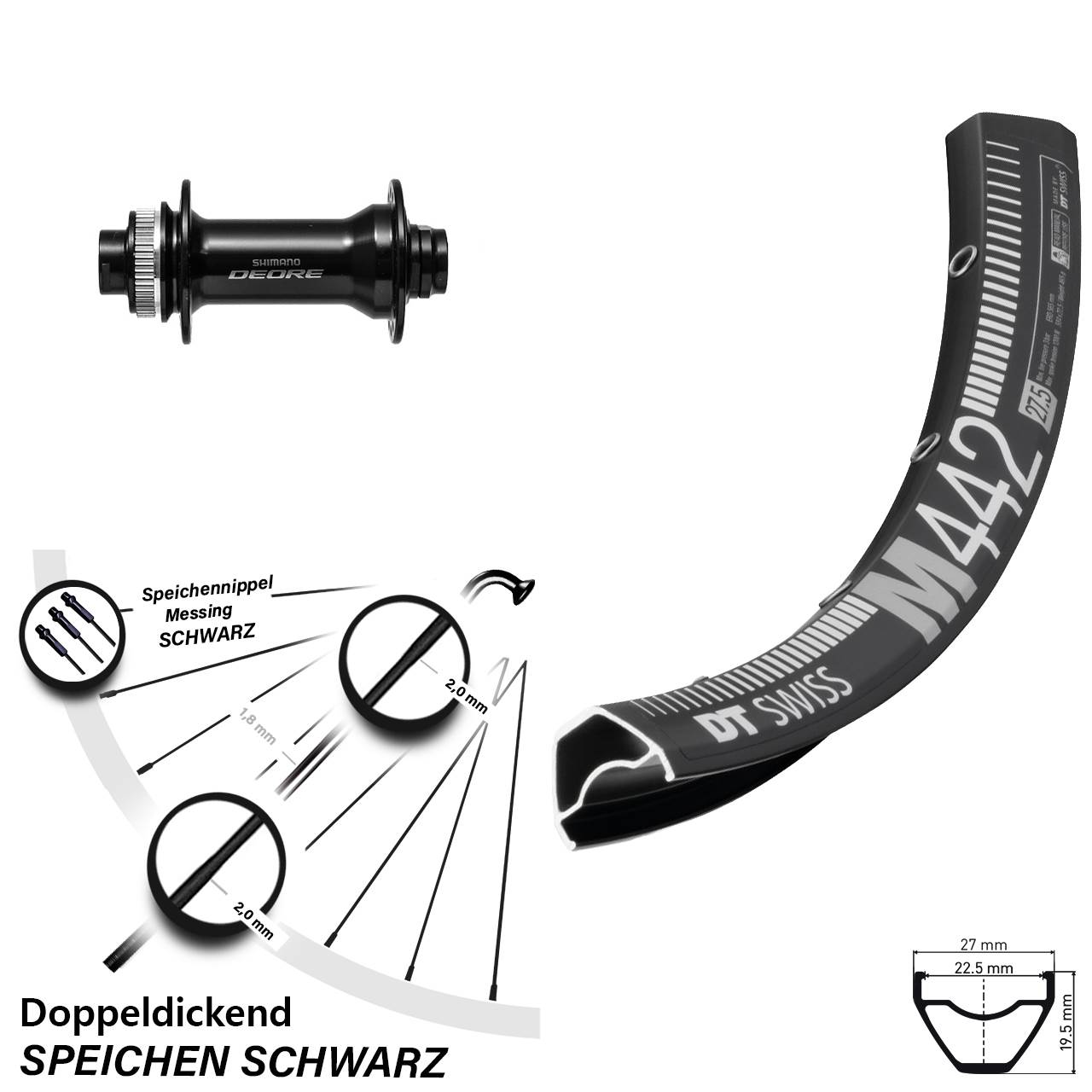 Boost Vorderrad Centerlock 15x110 28 Zoll DT Swiss M 442 Shimano Deore