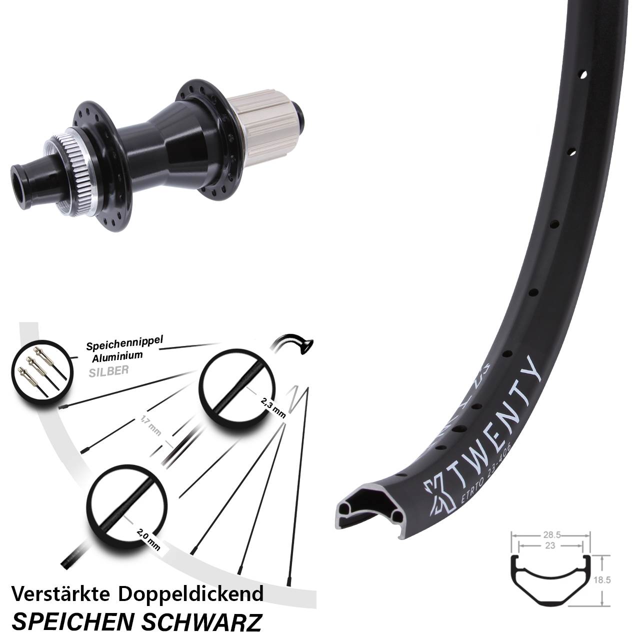 Hinterrad Centerlock 12x142 20 Zoll KX Twenty Novatec CL-142 8-12 fach HG