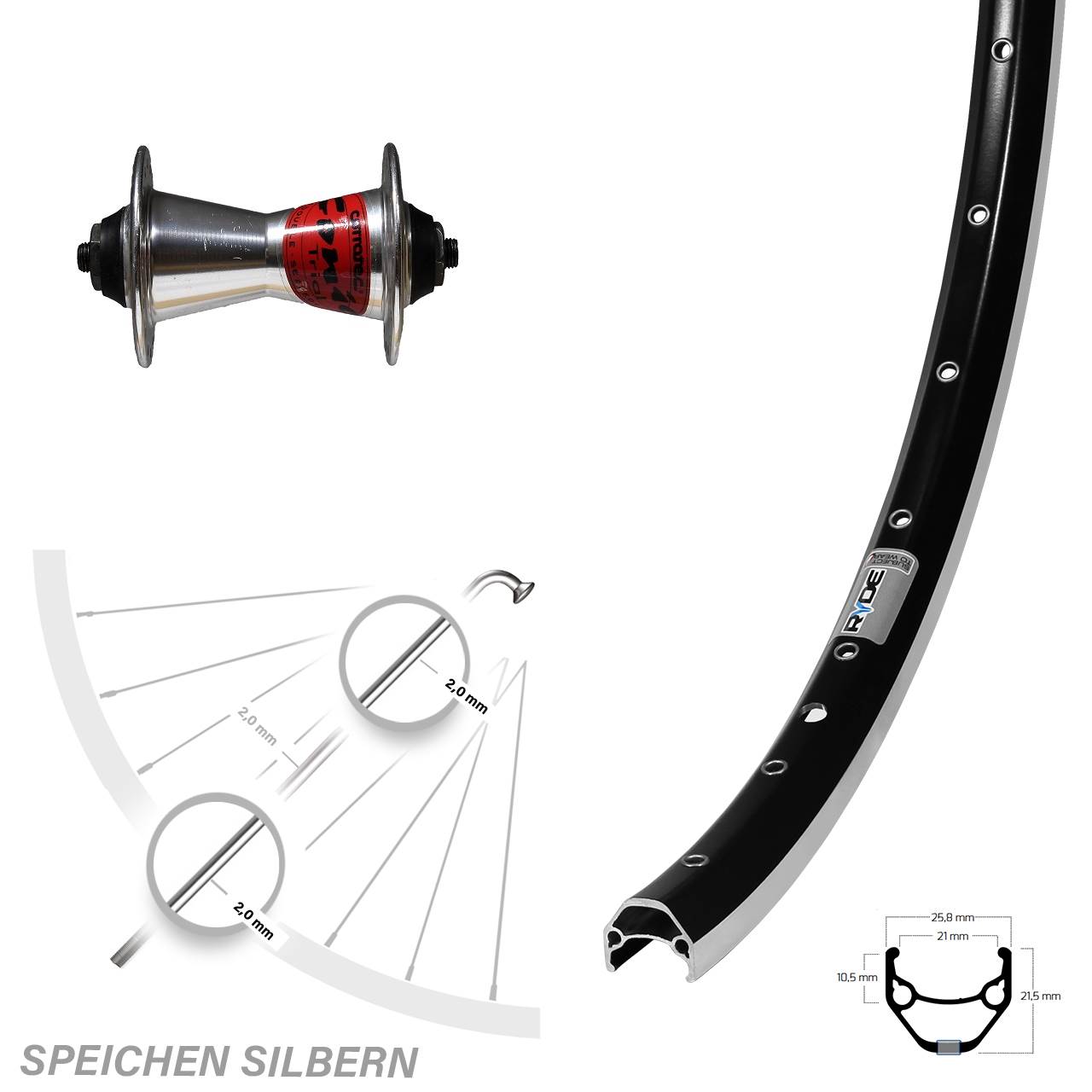 Ryde ZAC 421 Formula Conic 27,5 Zoll Vorderrad für Schnellspanner