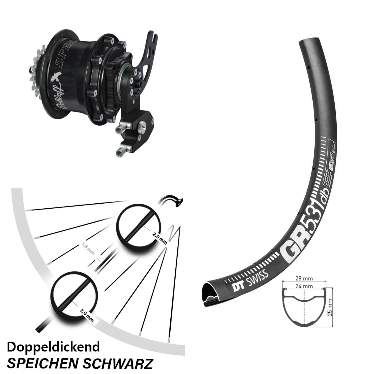 Disc Hinterrrad 28 Zoll DT Swiss GR 531 Rohloff Speedhub CC DB PM