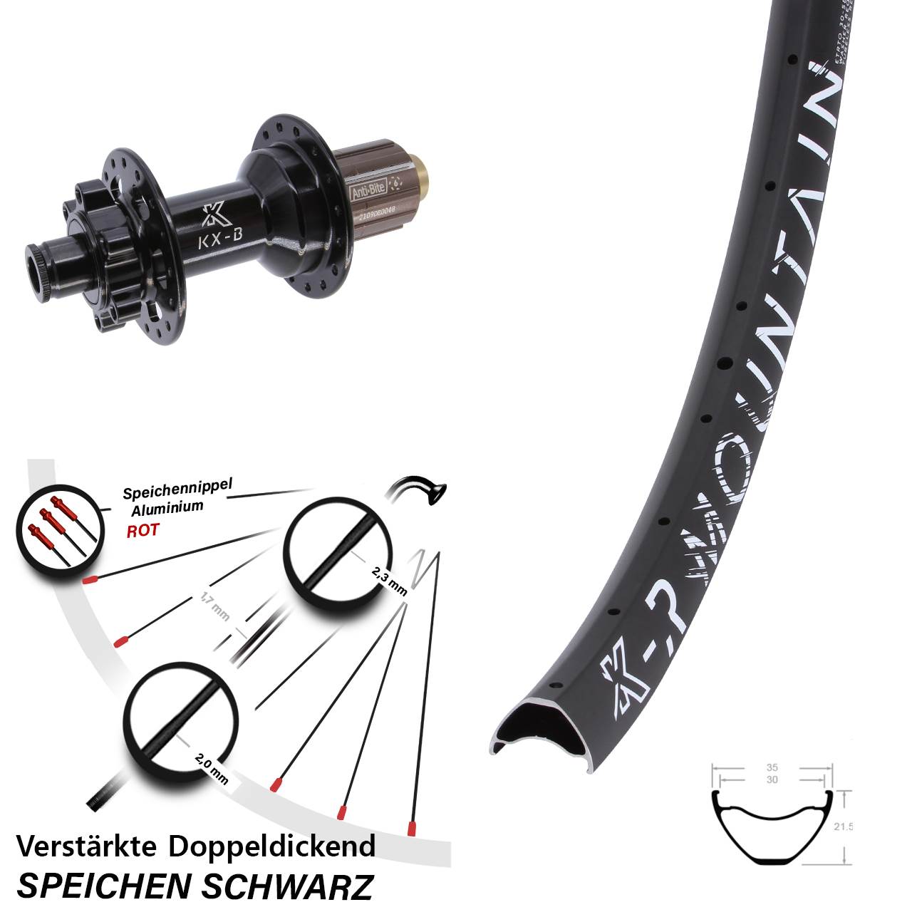 KXR-B Mountain 650B Disc Laufrad 12x148 Boost 8-11 fach HG