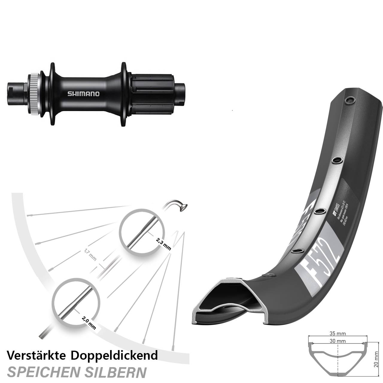 DT Swiss F572 Shimano FH-MT400 29 Zoll Hinterrad Centerlock 12x142 8-11 fach