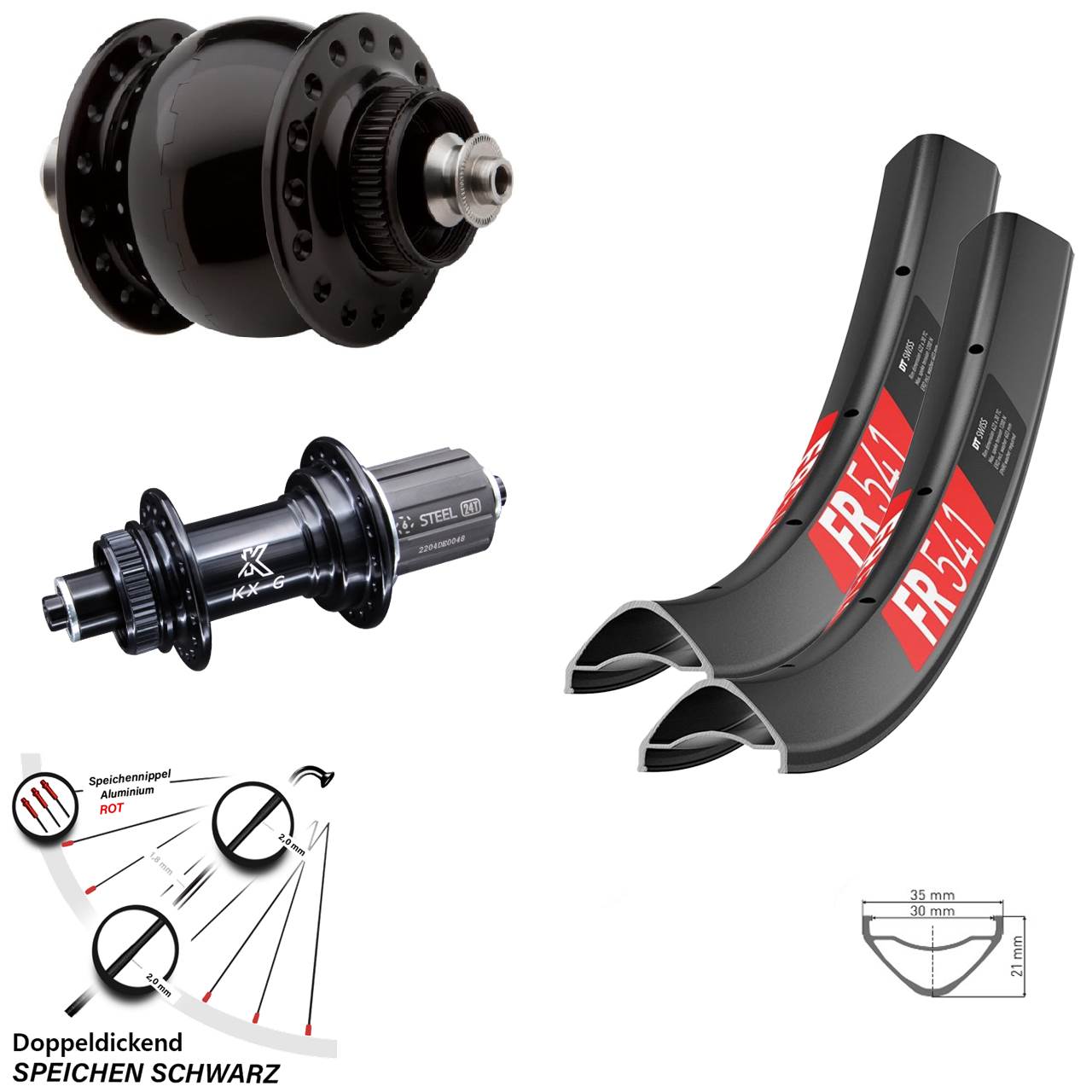 Laufradsatz Centerlock 29 Zoll DT Swiss FR 541 KX-GS Heavy Duty SONdelux 8-12 fach QR