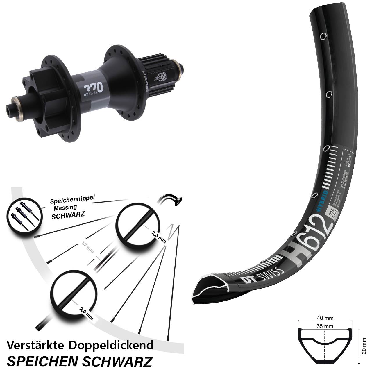 Boost Disc Hinterrad QR 27,5 Zoll DT Swiss H 612-370 Shimano Micro Spline